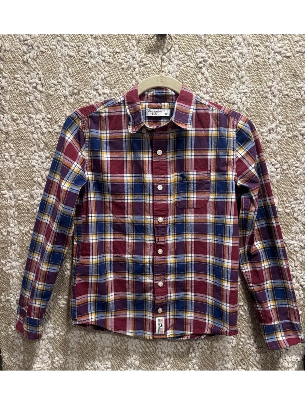 Abercrombie & Fitch Kids Shirt Boys 12/14 Blue Plaid Multicolor Button Down